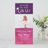 応援へグラードトレンディー写真モダンピンクパープル 招待状 (スタンド正面)