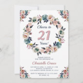 応援へ21年シック女の子21st誕生日パーティー 招待状 (正面)