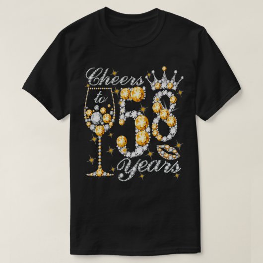 応援へ58歳ハッピー58誕生日クイーンD Tシャツ (デザイン正面)