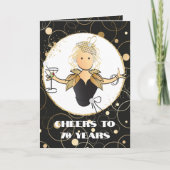 応援へ70はっきりしたグラム女性マンガ70誕生日 カード (正面)