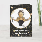 応援へ70はっきりしたグラム女性マンガ70誕生日 カード (正面)