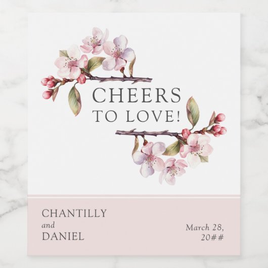 応援を愛するさくらんぼブロッサム結婚ズ ワインラベル (シングルラベル)