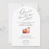 応援を愛するウォータカラーカップルカクテル結婚ズ 招待状 (正面)