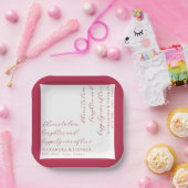 応援を愛するシックモダンスクリプトビバマゼンタ ペーパープレート (パーティー)