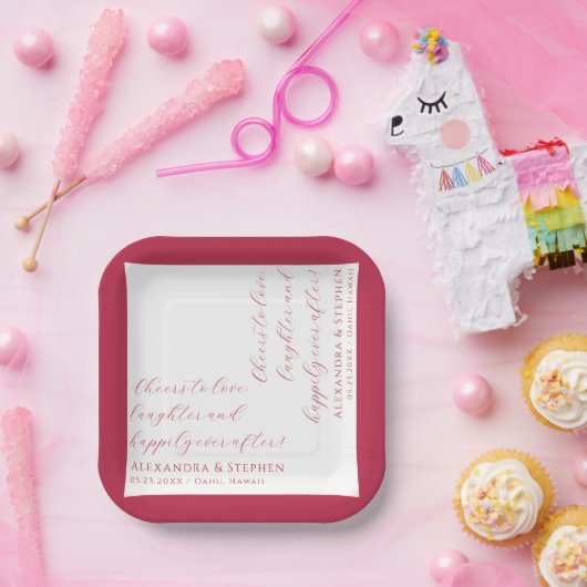 応援を愛するシックモダンスクリプトビバマゼンタ ペーパープレート (パーティー)