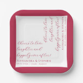 応援を愛するシックモダンスクリプトビバマゼンタ ペーパープレート (正面)