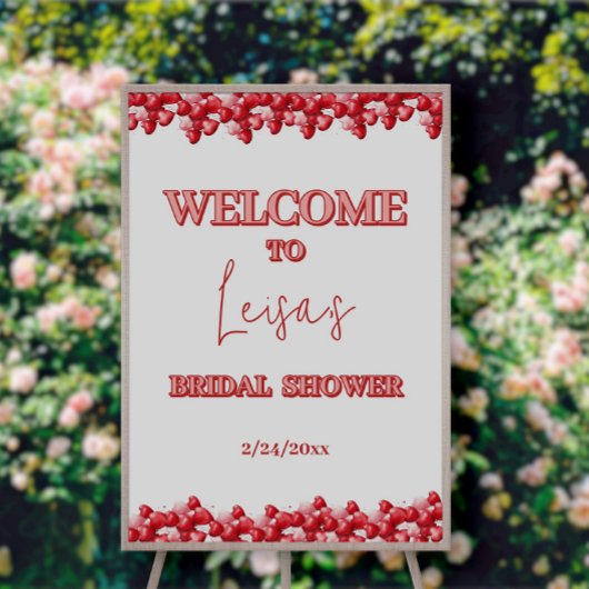 応援を愛するハートブライダルシャワーウェルカムサイン ポスター