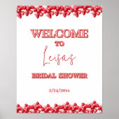 応援を愛するハートブライダルシャワーウェルカムサイン ポスター (正面)
