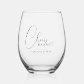 応援を愛するパーソナライズされた ステムなしワイングラス (正面)