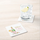 応援を愛するブライダルブランチとバブリー スクエアペーパーコースター (インサイチュ)