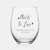 応援を愛するモダンハートエレガント結婚式の引き出物 ステムなしワイングラス (正面)