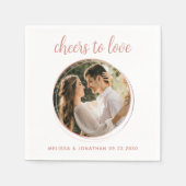 応援を愛するモダンバラ金ゴールド写真結婚 スタンダードカクテルナプキン (正面)