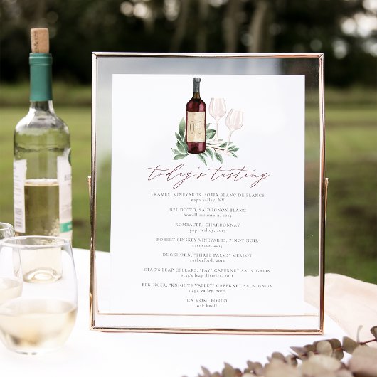 応援を愛するワインのテイスティングメニューサイン ポスター