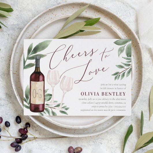 応援を愛するワインの試飲ブライダルシャワー 招待状