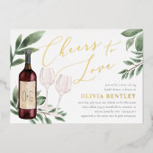 応援を愛するワインの試飲ブライダルシャワー 箔招待状 (正面)