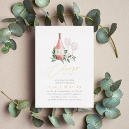 応援を愛するワインの試飲ブライダルシャワー 箔招待状