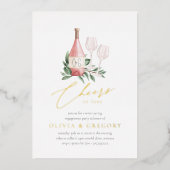 応援を愛するワインの試飲婚約パーティ 箔招待状 (正面)