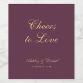 応援を愛するワインカラーシンプルスクリプ結婚ト ワインラベル (シングルラベル)