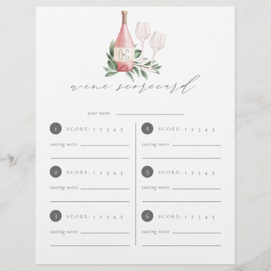 応援を愛するワインテイスティングスコアカード (正面)
