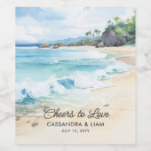 応援を愛する夏のビーチテーマ結婚の ワインラベル (シングルラベル)