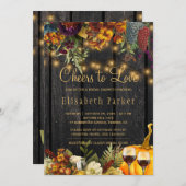 応援を愛する素朴なワインのテストブライダルシャワー 招待状 (正面/裏面)