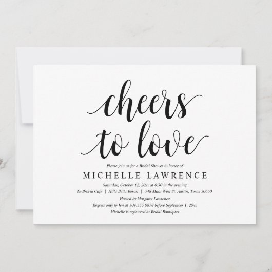 応援を愛する、モダンブライダルシャワーお祝い 招待状 (正面)
