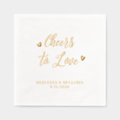 応援を愛すモダンエレガントハート結婚ズ 箔ナプキン (正面)