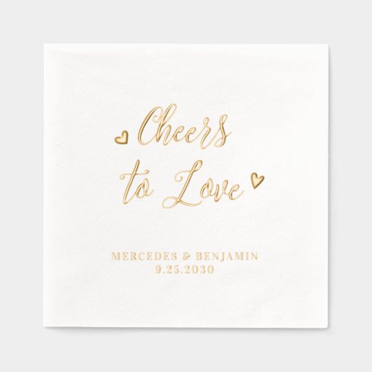 応援を愛すモダンエレガントハート結婚ズ 箔ナプキン (正面)