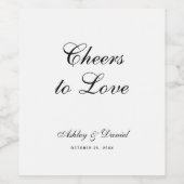 応援を愛シンプルするScript Black & White 結婚's ワインラベル (シングルラベル)