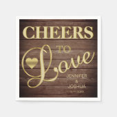 応援を愛素朴するバーンウッドハート結婚金ゴールド スタンダードカクテルナプキン (正面)