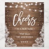 応援を新年の素朴弦灯に ワインラベル (シングルラベル)