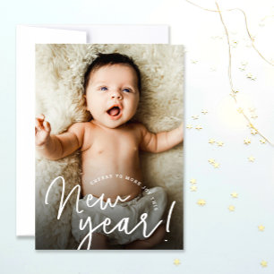 応援を楽しい新年のベビー写真誕生 シーズンカード