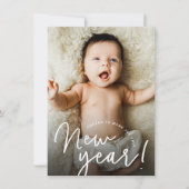 応援を楽しい新年のベビー写真誕生 シーズンカード (正面)