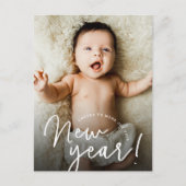 応援を楽しい新年のベビー誕生写真 シーズンポストカード (正面)