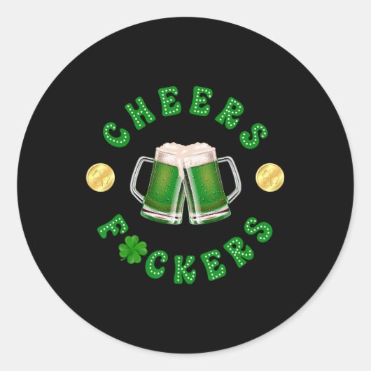 応援アおもしろいズSt patricks dayアイルランド飲み4 ラウンドシール (正面)