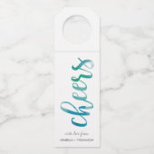 応援アクアウォーターカラー手書きスクリプト ボトルネックタグ (正面)