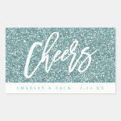 応援アクアグリッターミニワインミニシャンパンラベル 長方形シール (正面)