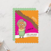 応援アップ – 古い臭い不機嫌な女性の誕生日 カード (正面/裏面インサイチュ)