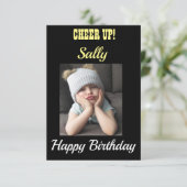 応援アップ！誕生日カード不機嫌な女の子が喜びを願う (スタンド正面)