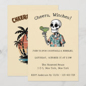 応援ウィッチハロウィーンスケルトン 招待状 (正面/裏面)