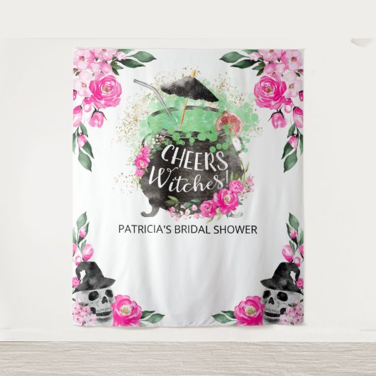 応援ウィッチハロウィーンブライダルシャワー背景 タペストリー (正面)