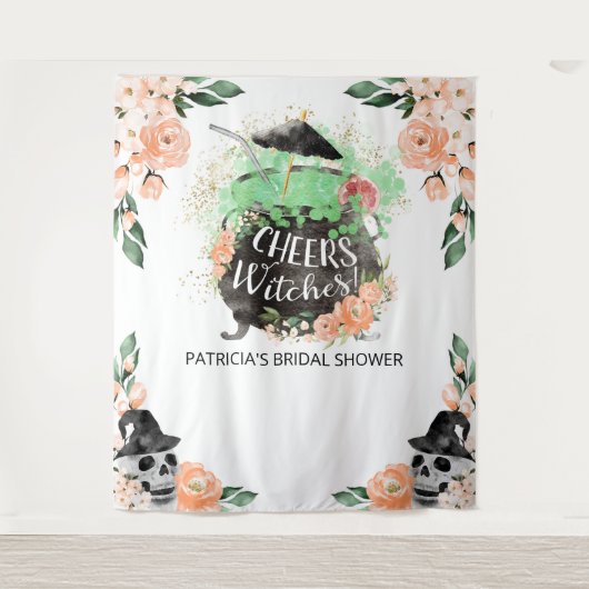 応援ウィッチハロウィーンブライダルシャワー背景 タペストリー (正面)