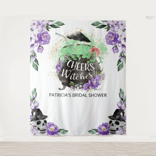 応援ウィッチハロウィーンブライダルシャワー背景 タペストリー (正面)