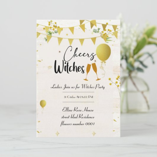 応援ウィッチハロウィーンレディースパーティの招待状 招待状 (スタンド正面)