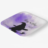 応援ウィッチ、ワイングラスを保持するハロウィーン魔女 ペーパープレート (傾斜あり)