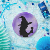 応援ウィッチ、ワイングラスを保持するハロウィーン魔女 ペーパープレート (パーティー)