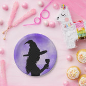 応援ウィッチ、ワイングラスを保持するハロウィーン魔女 ペーパープレート (パーティー)