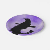 応援ウィッチ、ワイングラスを保持するハロウィーン魔女 ペーパープレート (アングル)