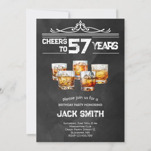応援ウイスキー大人の誕生日パーティーへの招待 招待状 (正面)