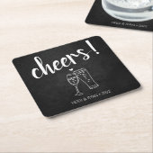 応援ウェディングシャワービールドリンクコースターの好意 スクエアペーパーコースター (アングル)